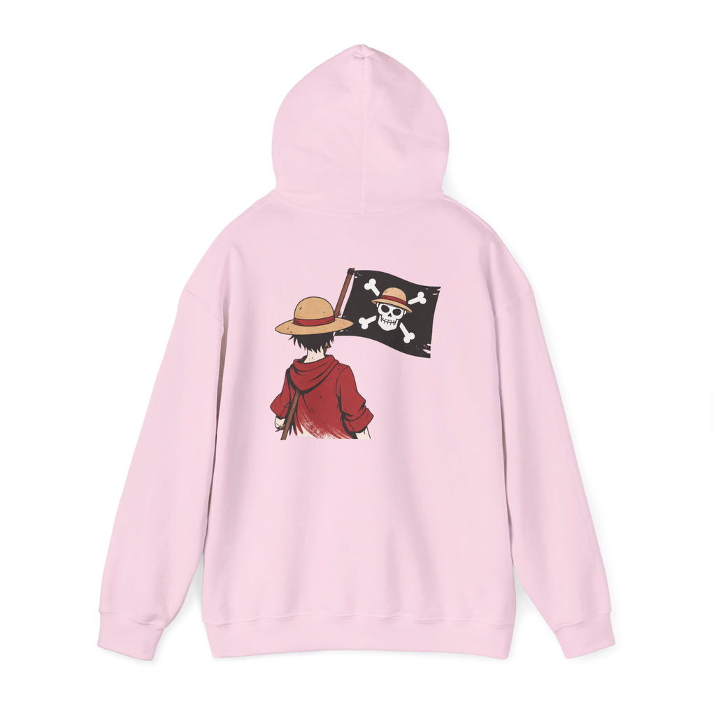 Hoodie — '自由は選択だ (Freedom is a Choice)' Luffy Straw Hat Pirate Back-Print Hooded Sweatshirt