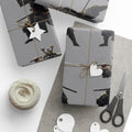 Samurai Warrior Pattern Wrapping Paper — Grey Gift Wrap for Martial Arts Fans